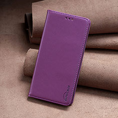 Leather Case Stands Flip Cover Holder B24F for Motorola Moto G73 5G Purple