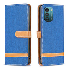 Leather Case Stands Flip Cover Holder B24F for Nokia G11 Blue
