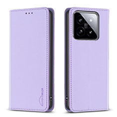 Leather Case Stands Flip Cover Holder B24F for Xiaomi Mi 14 5G Clove Purple