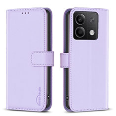 Leather Case Stands Flip Cover Holder B24F for Xiaomi Redmi Note 13 5G Clove Purple