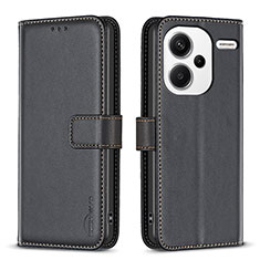 Leather Case Stands Flip Cover Holder B24F for Xiaomi Redmi Note 13 Pro+ Plus 5G Black
