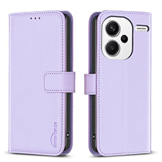Leather Case Stands Flip Cover Holder B24F for Xiaomi Redmi Note 13 Pro+ Plus 5G Clove Purple