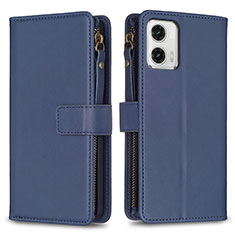 Leather Case Stands Flip Cover Holder B25F for Motorola Moto G73 5G Blue