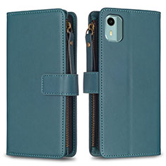 Leather Case Stands Flip Cover Holder B25F for Nokia C12 Green