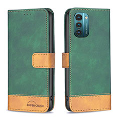 Leather Case Stands Flip Cover Holder B25F for Nokia G11 Green