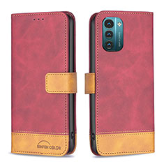 Leather Case Stands Flip Cover Holder B25F for Nokia G11 Red