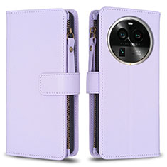 Leather Case Stands Flip Cover Holder B25F for Oppo Find X6 Pro 5G Clove Purple