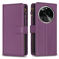 Leather Case Stands Flip Cover Holder B25F for Oppo Find X6 Pro 5G Purple