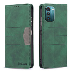 Leather Case Stands Flip Cover Holder B26F for Nokia G11 Green