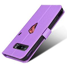 Leather Case Stands Flip Cover Holder BY1 for Asus ROG Phone 3 Purple