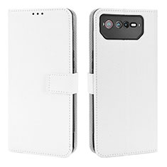 Leather Case Stands Flip Cover Holder BY1 for Asus ROG Phone 6 White