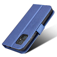 Leather Case Stands Flip Cover Holder BY1 for Asus ZenFone 8 Mini Blue