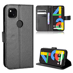 Leather Case Stands Flip Cover Holder BY1 for Google Pixel 4a Black