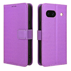 Leather Case Stands Flip Cover Holder BY1 for Google Pixel 8a 5G Purple