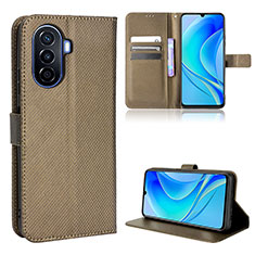 Leather Case Stands Flip Cover Holder BY1 for Huawei Enjoy 50 Brown