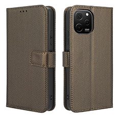 Leather Case Stands Flip Cover Holder BY1 for Huawei Enjoy 50z Brown