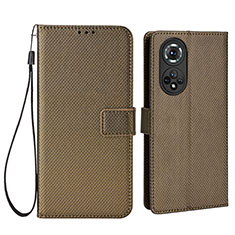 Leather Case Stands Flip Cover Holder BY1 for Huawei Honor 50 Pro 5G Brown