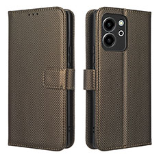 Leather Case Stands Flip Cover Holder BY1 for Huawei Honor 80 SE 5G Brown