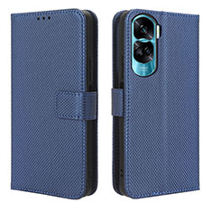 Leather Case Stands Flip Cover Holder BY1 for Huawei Honor 90 Lite 5G Blue