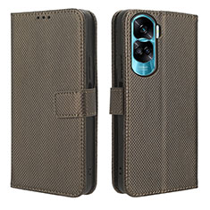 Leather Case Stands Flip Cover Holder BY1 for Huawei Honor 90 Lite 5G Brown