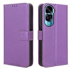 Leather Case Stands Flip Cover Holder BY1 for Huawei Honor 90 Lite 5G Purple