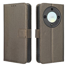 Leather Case Stands Flip Cover Holder BY1 for Huawei Honor Magic5 Lite 5G Brown