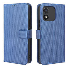 Leather Case Stands Flip Cover Holder BY1 for Huawei Honor X5 Blue