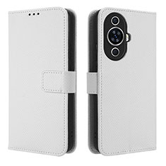 Leather Case Stands Flip Cover Holder BY1 for Huawei Nova 11 Pro White