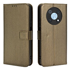 Leather Case Stands Flip Cover Holder BY1 for Huawei Nova Y90 Brown