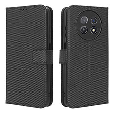 Leather Case Stands Flip Cover Holder BY1 for Huawei Nova Y91 Black