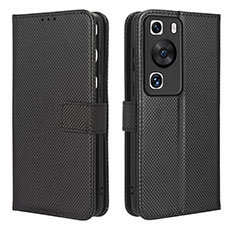 Leather Case Stands Flip Cover Holder BY1 for Huawei P60 Pro Black