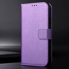 Leather Case Stands Flip Cover Holder BY1 for Motorola Moto E7 Power Purple