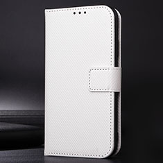 Leather Case Stands Flip Cover Holder BY1 for Motorola Moto E7 Power White