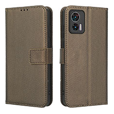 Leather Case Stands Flip Cover Holder BY1 for Motorola Moto Edge 30 Lite 5G Brown