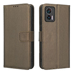 Leather Case Stands Flip Cover Holder BY1 for Motorola Moto Edge 30 Neo 5G Brown