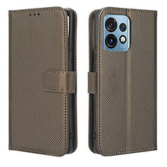 Leather Case Stands Flip Cover Holder BY1 for Motorola Moto Edge 40 Pro 5G Brown