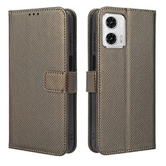 Leather Case Stands Flip Cover Holder BY1 for Motorola Moto G 5G (2023) Brown