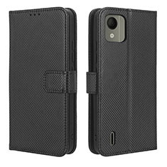 Leather Case Stands Flip Cover Holder BY1 for Nokia C110 Black