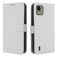 Leather Case Stands Flip Cover Holder BY1 for Nokia C110 White