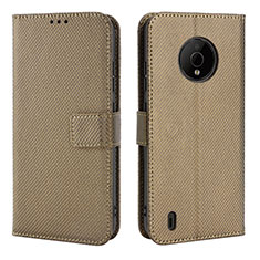 Leather Case Stands Flip Cover Holder BY1 for Nokia C200 Brown
