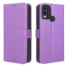 Leather Case Stands Flip Cover Holder BY1 for Nokia C22 Purple