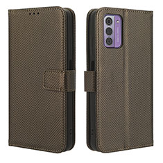 Leather Case Stands Flip Cover Holder BY1 for Nokia C300 Brown