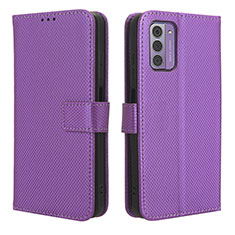 Leather Case Stands Flip Cover Holder BY1 for Nokia C300 Purple