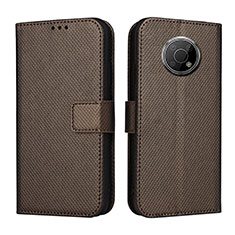 Leather Case Stands Flip Cover Holder BY1 for Nokia G300 5G Brown
