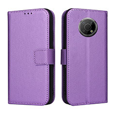 Leather Case Stands Flip Cover Holder BY1 for Nokia G300 5G Purple