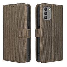 Leather Case Stands Flip Cover Holder BY1 for Nokia G400 5G Brown