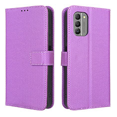 Leather Case Stands Flip Cover Holder BY1 for Nokia G400 5G Purple
