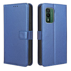 Leather Case Stands Flip Cover Holder BY1 for Nokia XR21 Blue