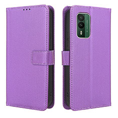Leather Case Stands Flip Cover Holder BY1 for Nokia XR21 Purple