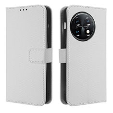 Leather Case Stands Flip Cover Holder BY1 for OnePlus Ace 2 Pro 5G White